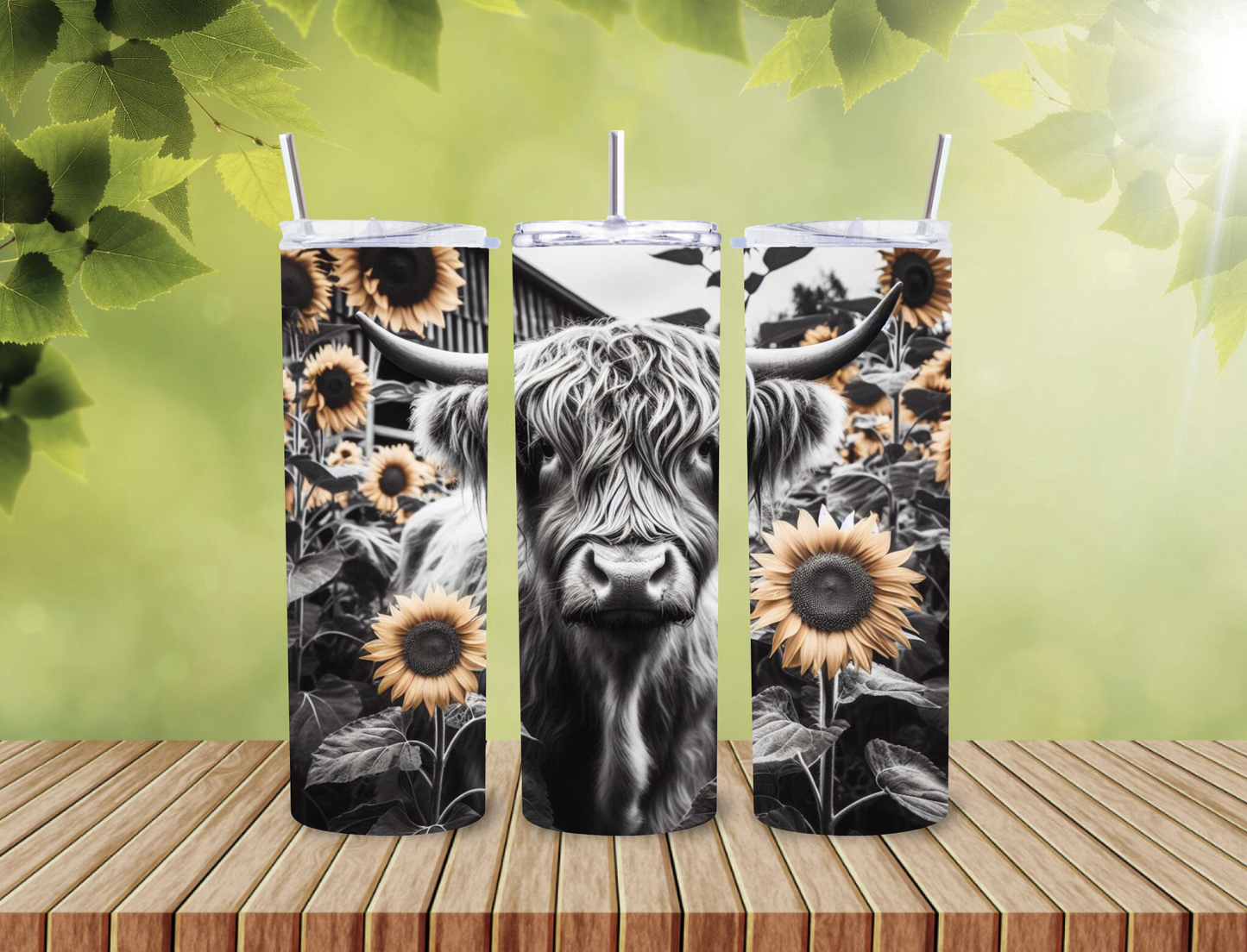 Highland cow Sunflowers