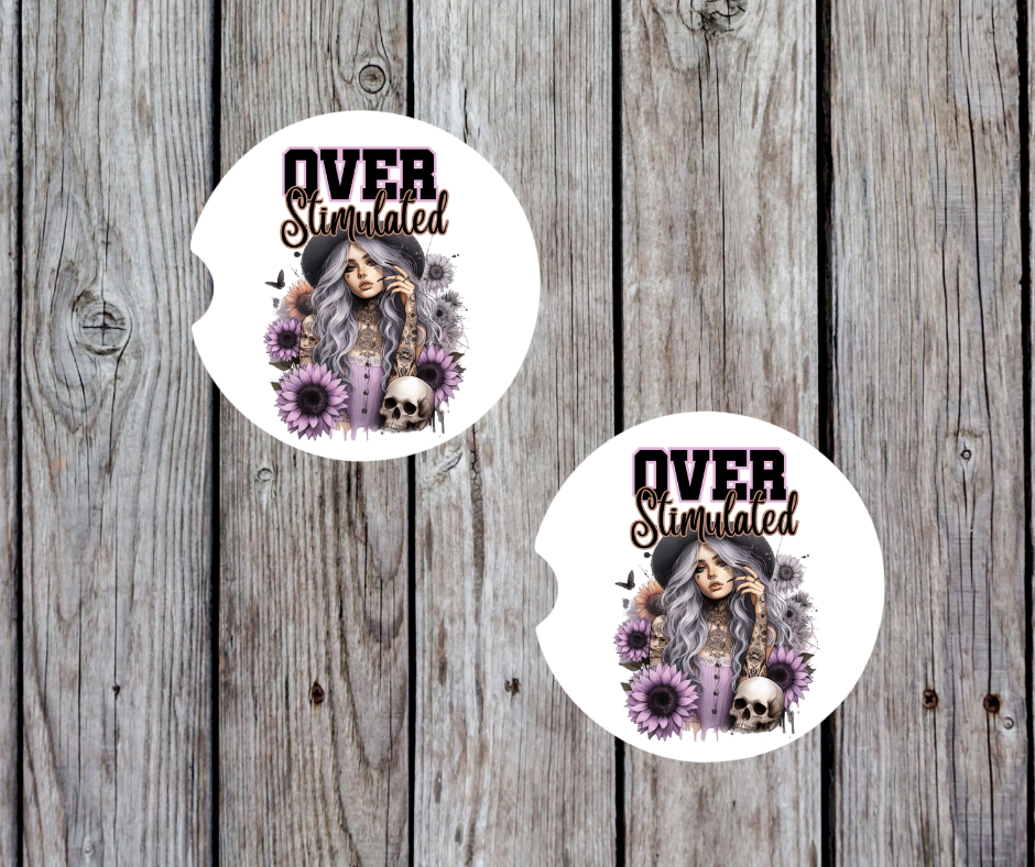 Overstimulated boho girl- Car Coasters
