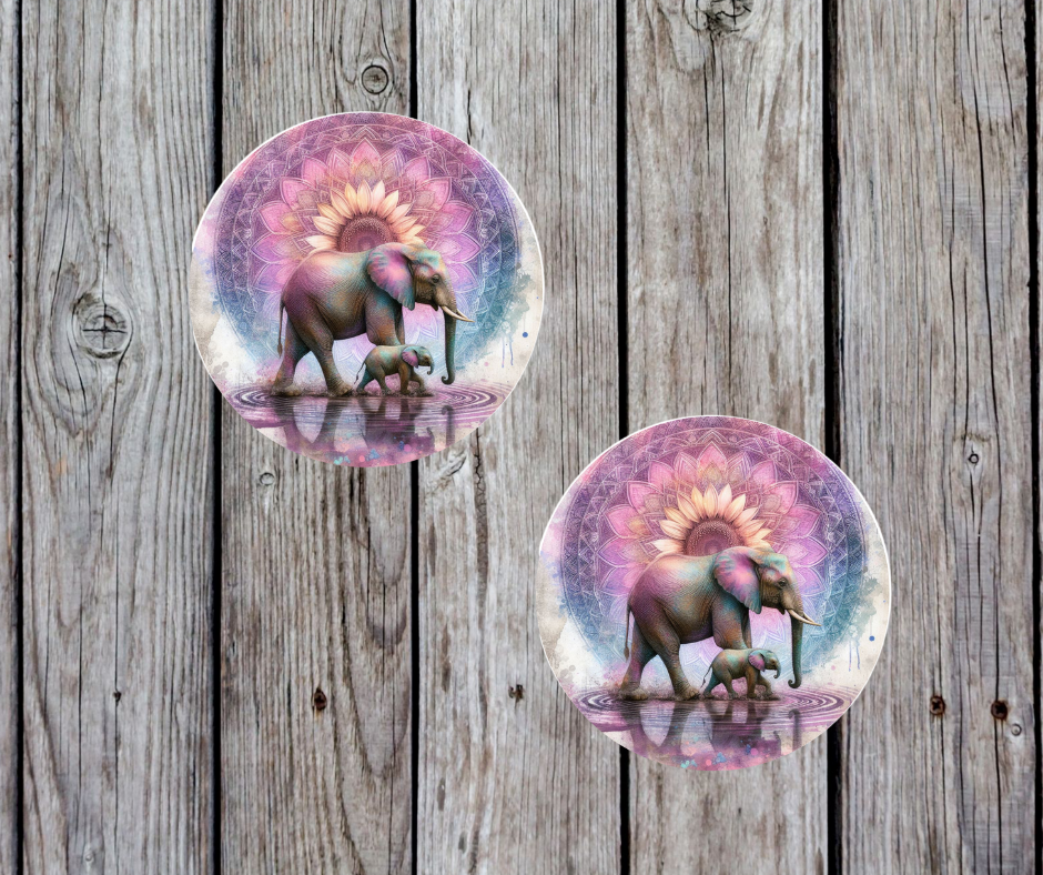 Boho Elephants- Car Coasters