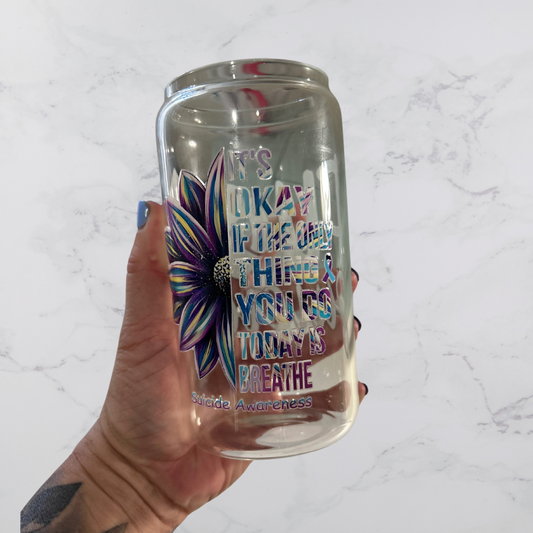 Fuck suicide 16oz libby can with straw